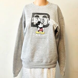 Vintage Disney Hanes with Mickey Mouse Print Gray Women's Sweater Size Small